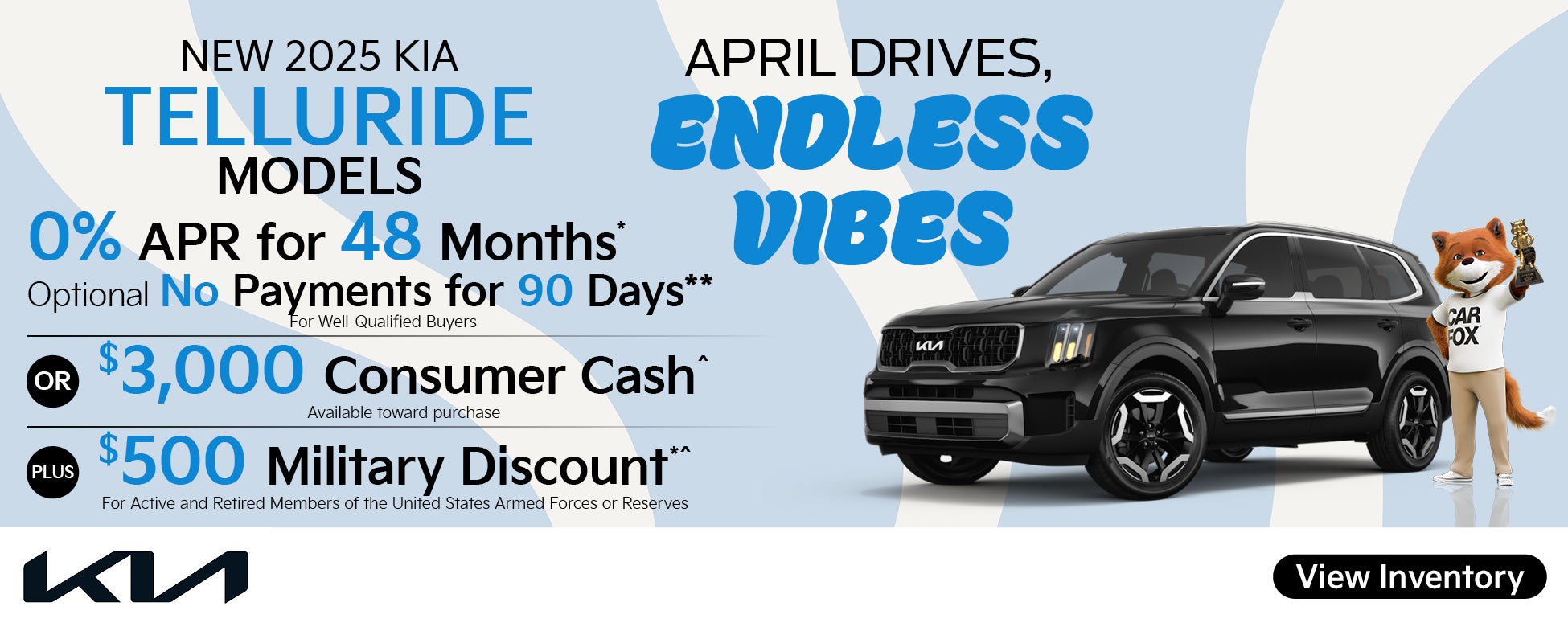 New 2025 Kia Telluride Models
0% APR For 48 Months*